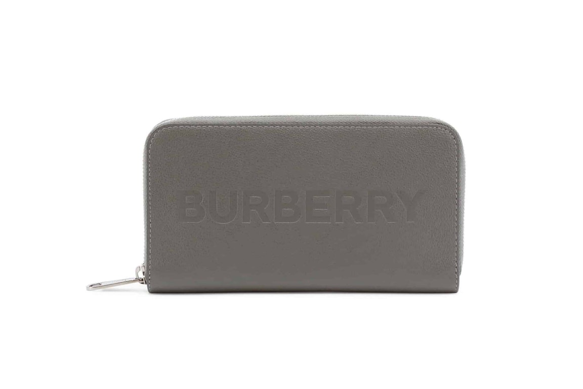Pre-owned Burberry Porter Leather Flap Continental Long Wallet Grey