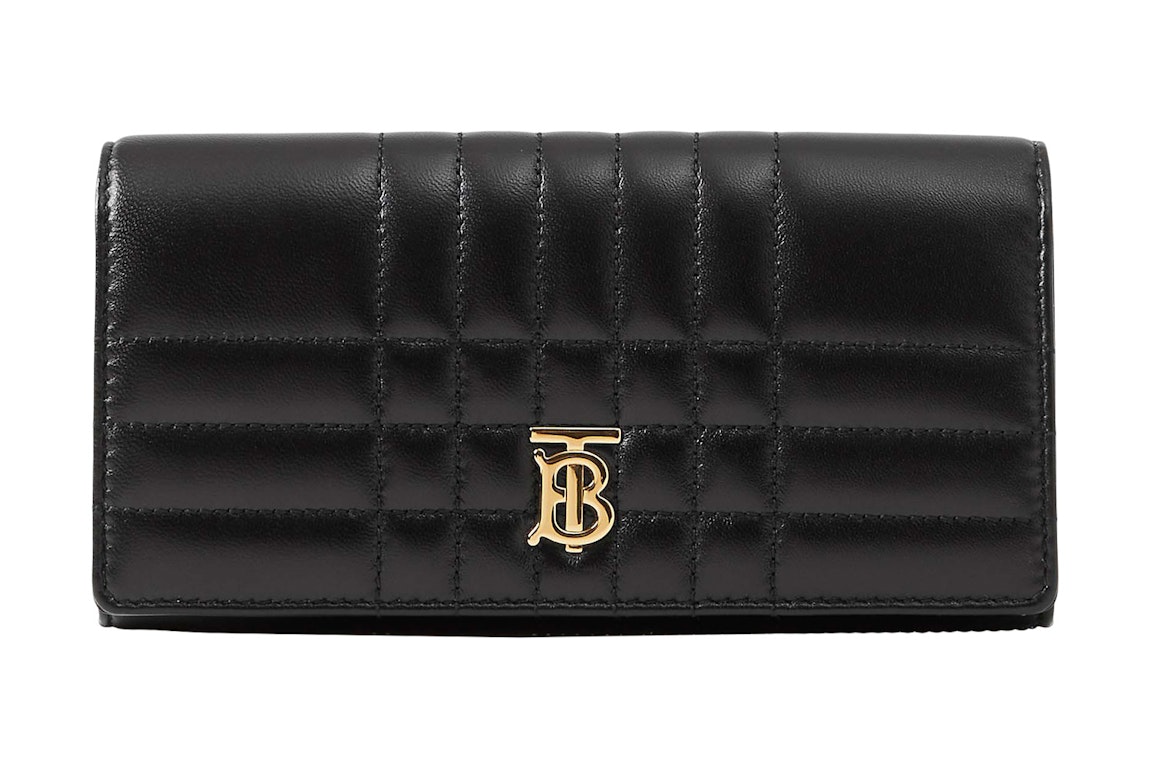 Pre-owned Burberry Quilted Leather Lola Continental Wallet Black /light Gold