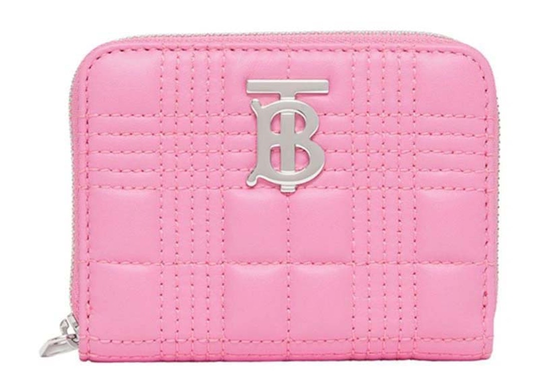 Pre-owned Burberry Quilted Leather Lola Zip-up Wallet Primrose Pink