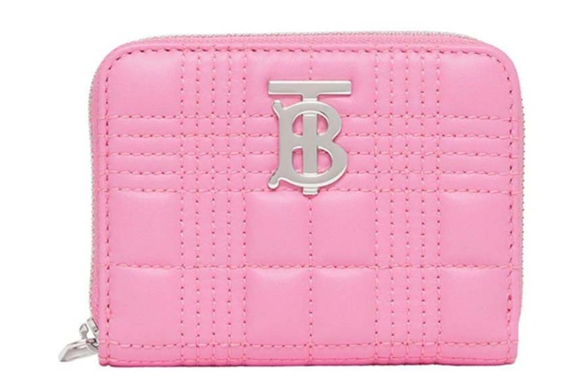 Pre-owned Burberry Quilted Leather Lola Zip-up Wallet Primrose Pink