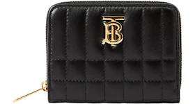 Burberry Quilted Leather Lola Zip Wallet Black /Light Gold