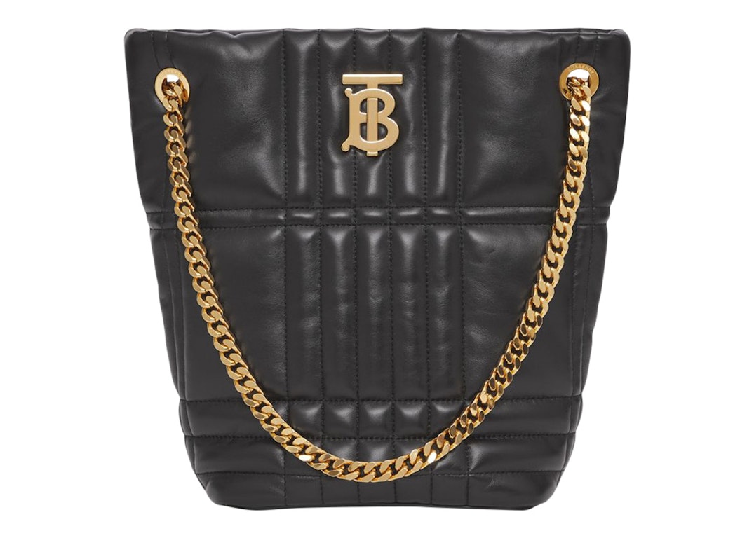 Pre-owned Burberry Quilted Leather Small Lola Bucket Bag Black/gold-tone