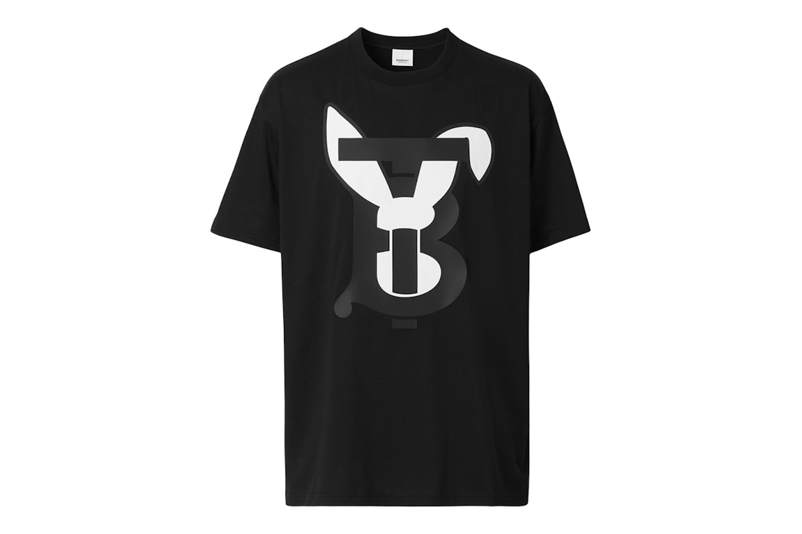 Pre-owned Burberry Rabbit Logo-print Cotton T-shirt Black/white