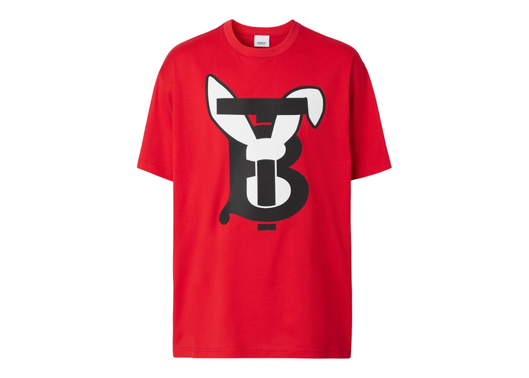 Pre-owned Burberry Rabbit Logo-print Cotton T-shirt Red/white/black