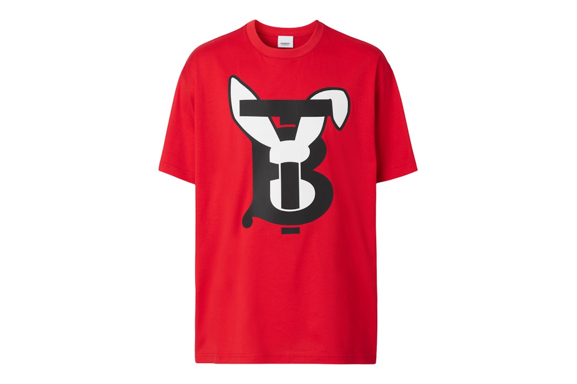 Pre-owned Burberry Rabbit Logo-print Cotton T-shirt Red/white/black