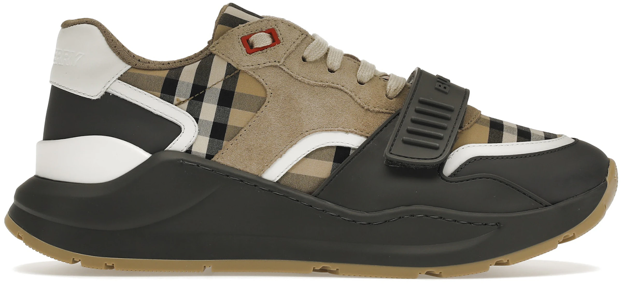 Burberry Ramsey Vintage Check Suede Leather Sneakers Grey Archive Beige -  80310981 - US