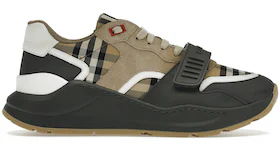 Burberry Ramsey Vintage Check Suede Leather Sneakers Grey Archive Beige