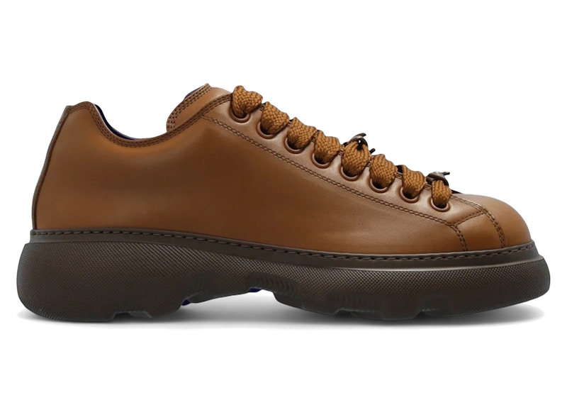 BURBERRY★素敵!RANGER WOOD LEATHER LACE UP SNEAKERS Burberry Ranger Lace-Up Sneakers Wood メンズ - 8080016 - JP