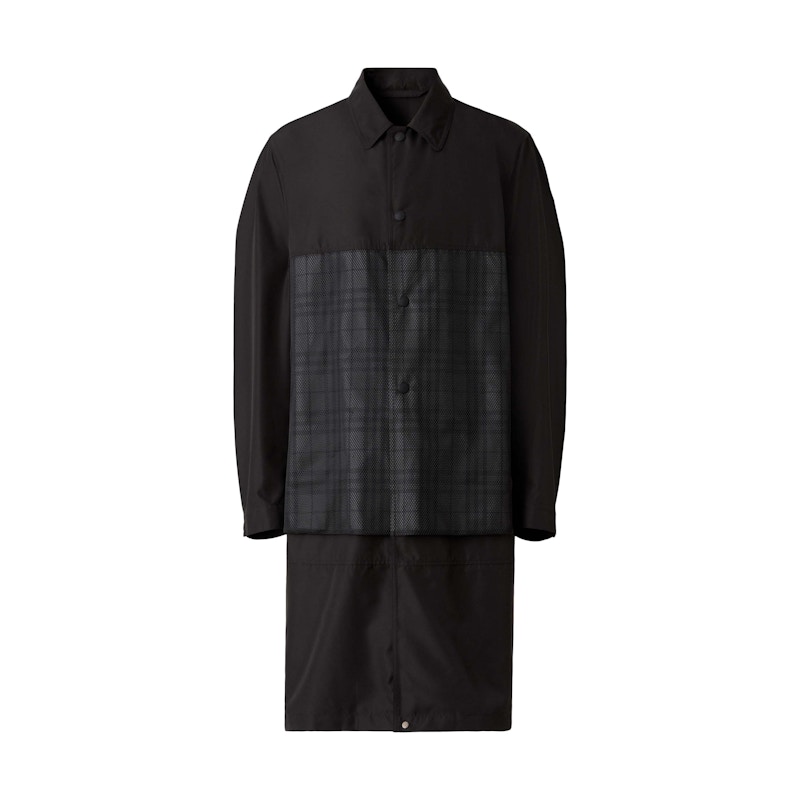 Burberry Reflective Check Panel Technical Car Coat Black