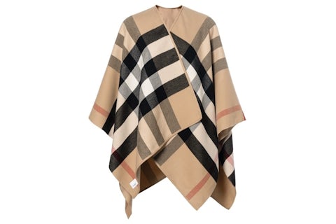 Burberry Reversible Check Merino Wool Poncho Camel/Archive Beige US