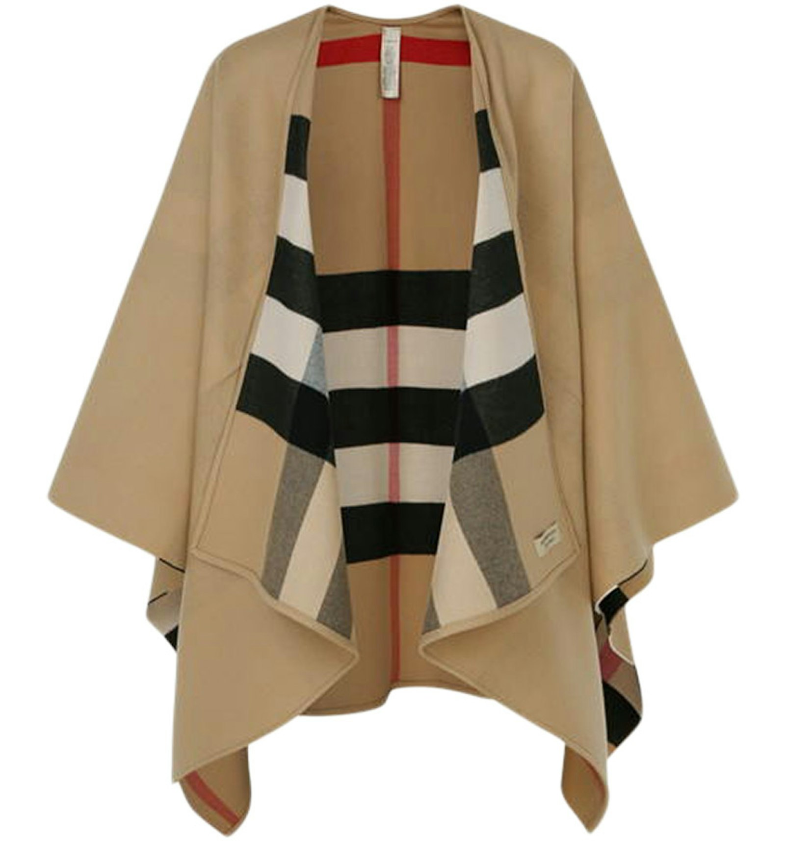 Burberry Reversible Check Merino Wool Poncho Camel/Archive Beige - US poncho burberry