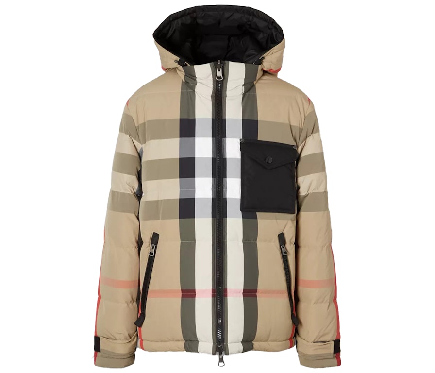 Pre-owned Burberry Reversible Check Nylon Puffer Jacket Black Archive Beige