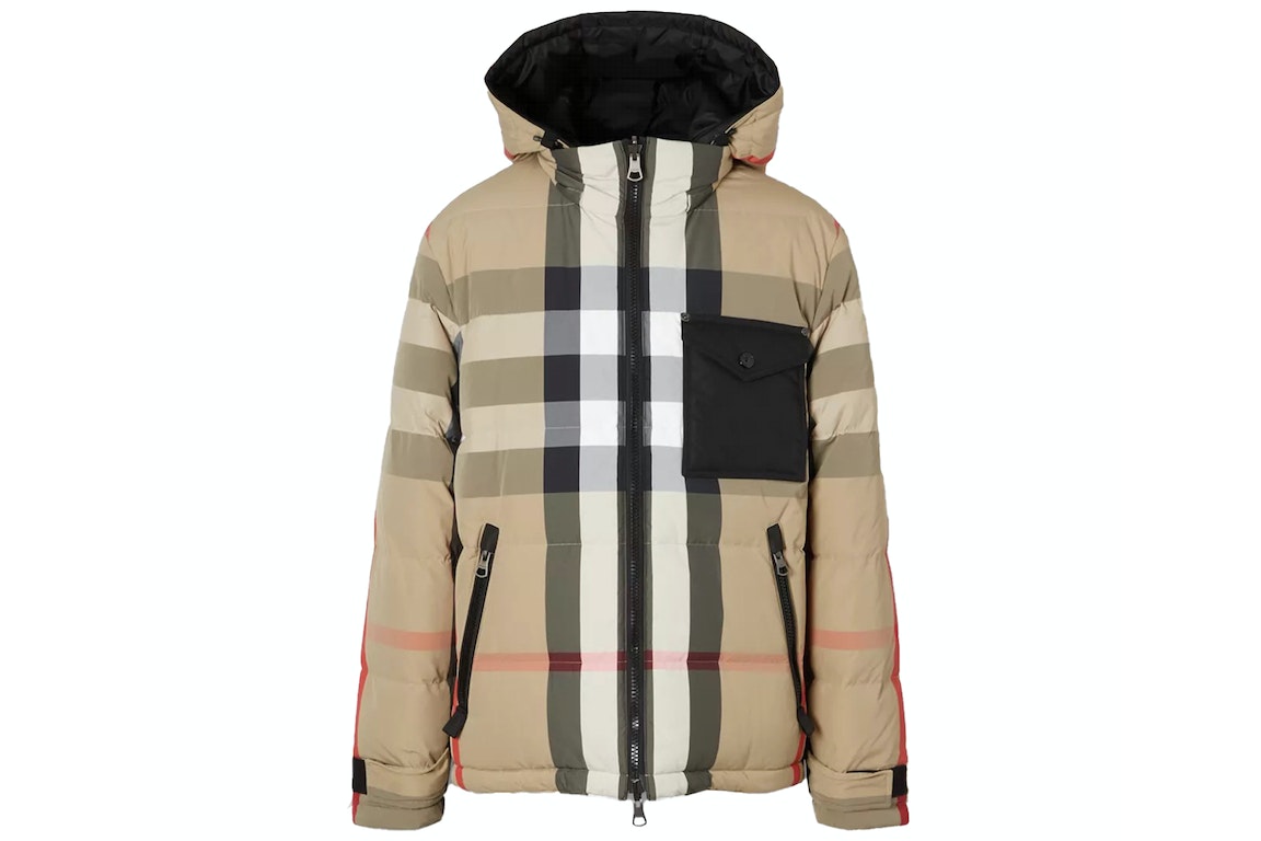 Pre-owned Burberry Reversible Check Nylon Puffer Jacket Black Archive Beige