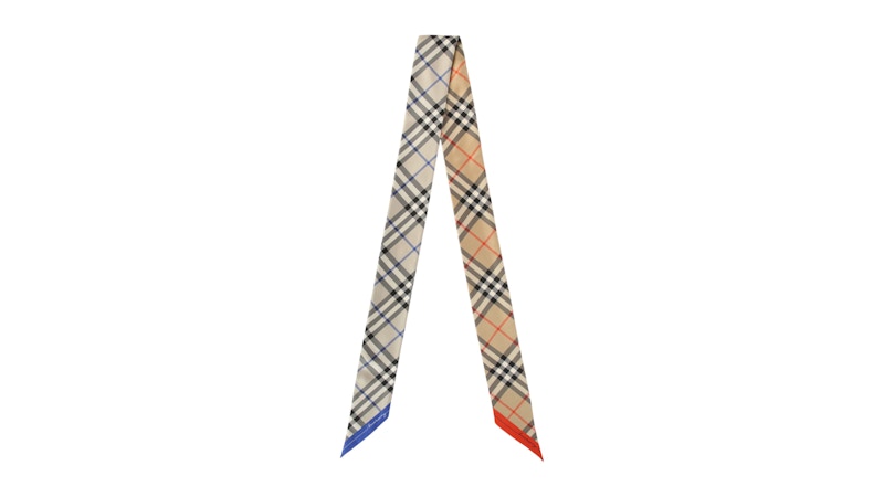 Burberry Reversible Check-To-Check Silk Scarf Sand Lichen