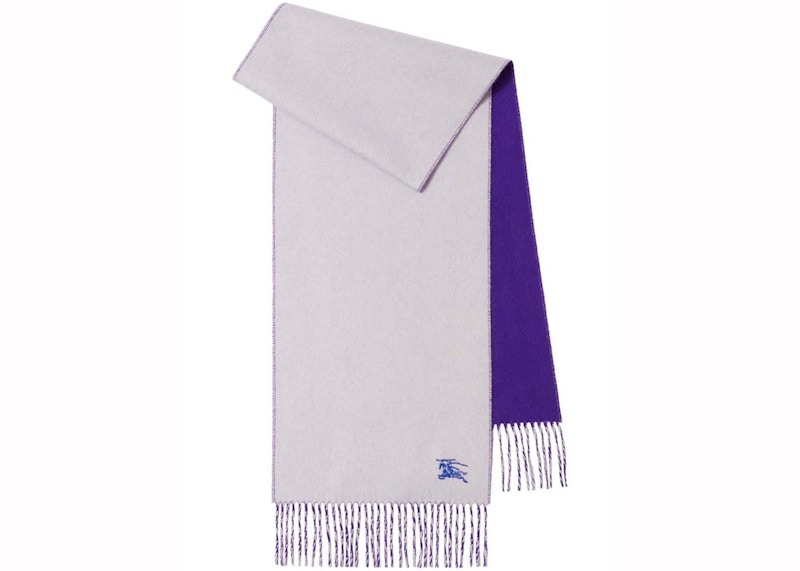 Pre-owned Burberry Reversible Iconic Logo Cashmere Scarf In Purple