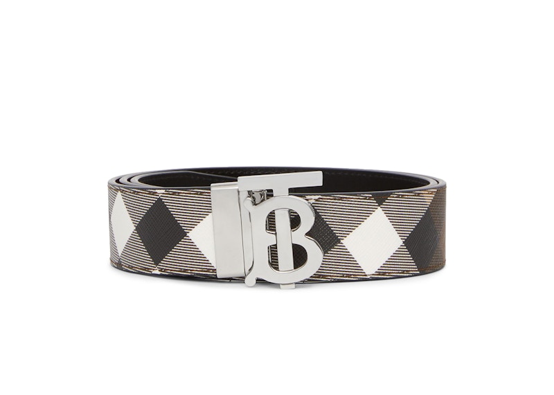 Burberry Reversible Monogram Motif Check Belt Dark Birch Brown in