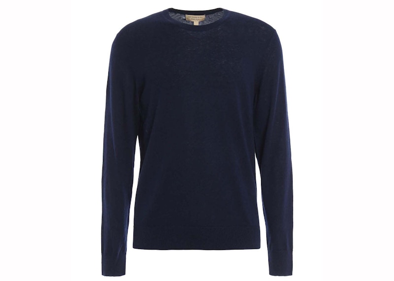 Pre-owned Burberry Men's Richmond Checkpatch Cashmereblend Sweater In Navy Blue