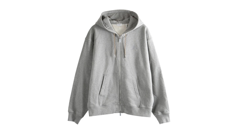 Burberry Rory Check Zip Hoodie Pale Grey Melange Men's - SS26 - US