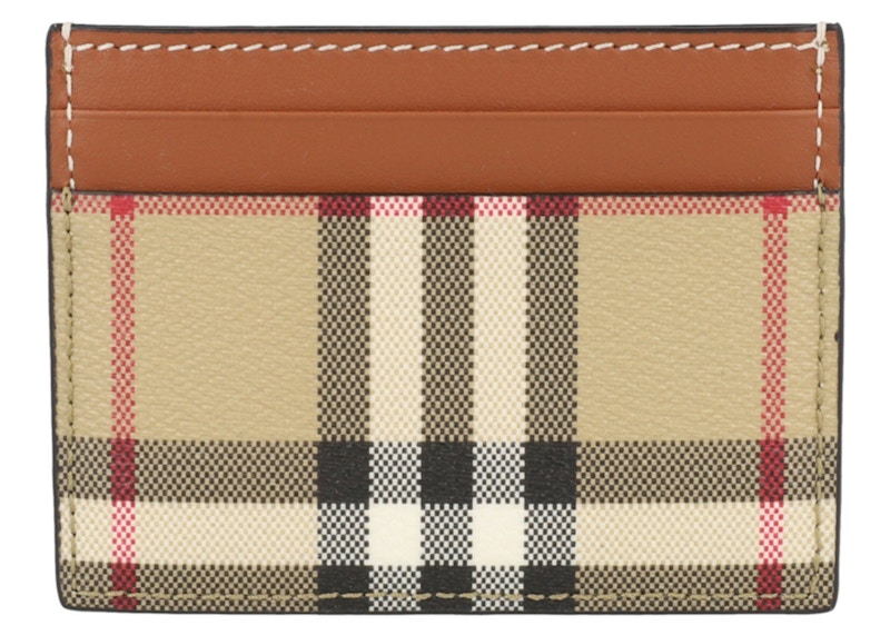 Pre-owned Burberry Women's  Sandon Check Card Holder In Archive Beige