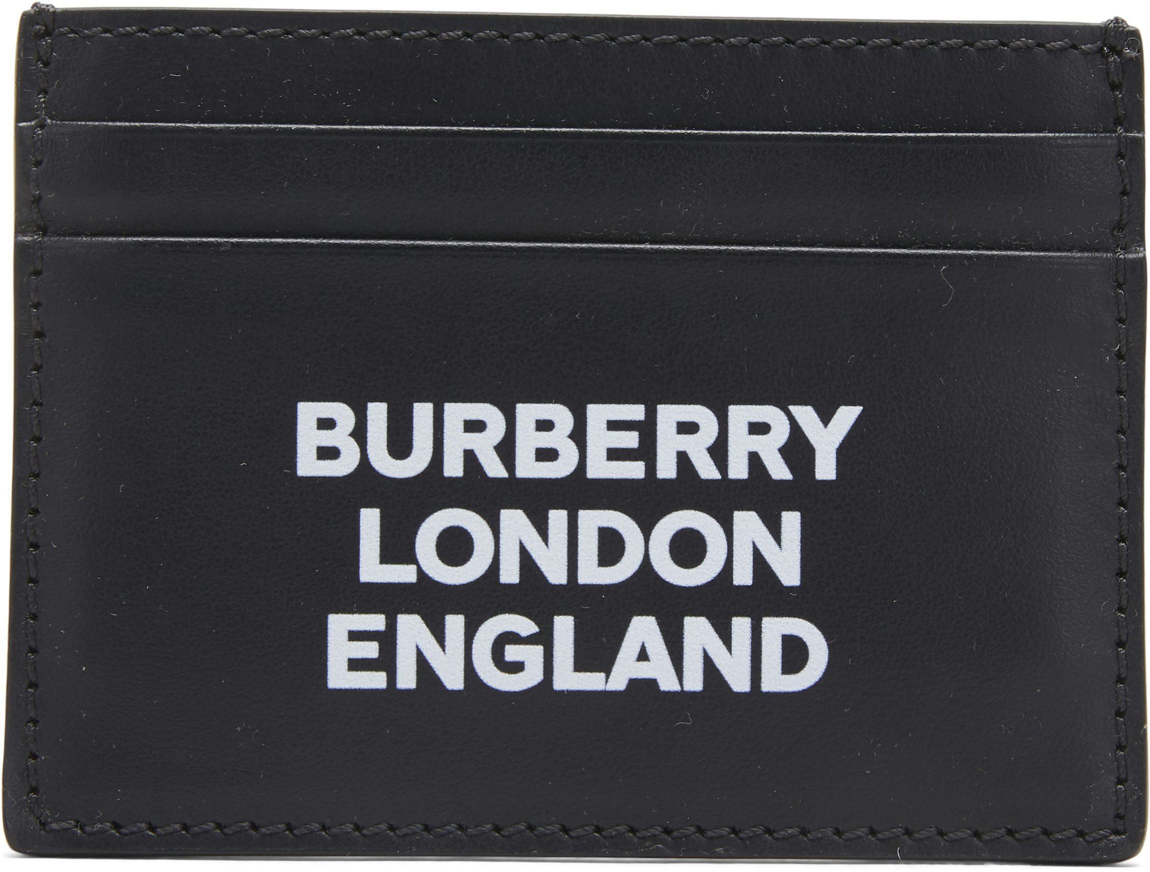 Burberry Vintage Check and Leather Card Case 4 Slot Black in Calfskin - US