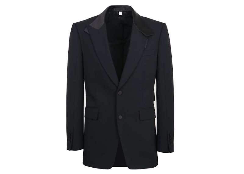 Burberry Satin Lapel Wool Tailored Jacket Black 男装- CN