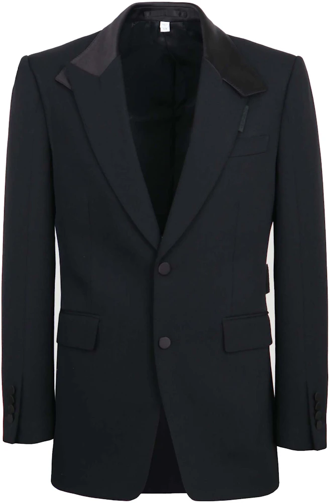 Burberry Satin Lapel Wool Tailored Jacket Black Men's - GB