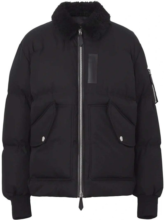 Pre-owned Burberry Shearling Collar Puffer Jacket Black