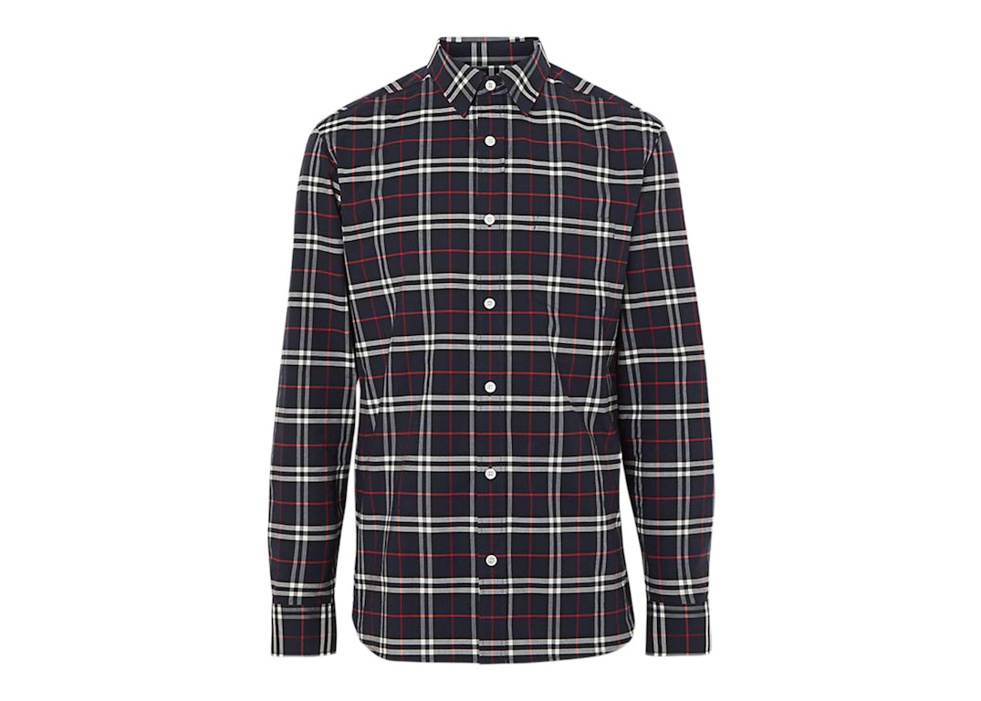Pre-owned Burberry Simpson Check Shirt Navy/white/red