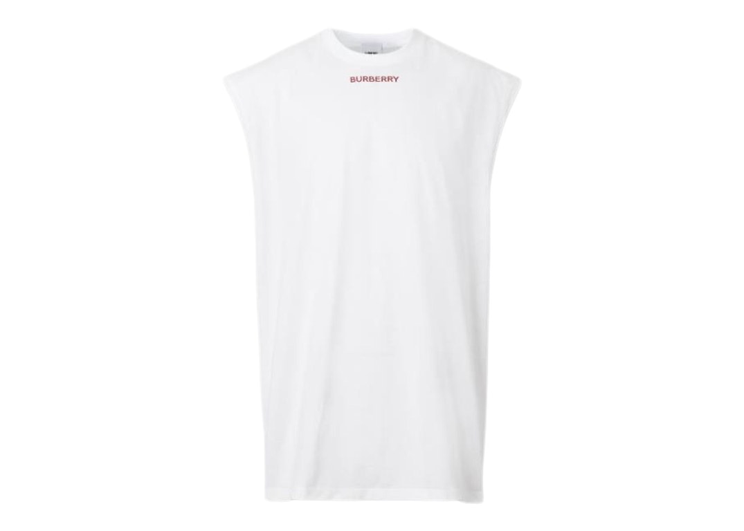 Pre-owned Burberry Sleeveless Cotton Oversized Top White