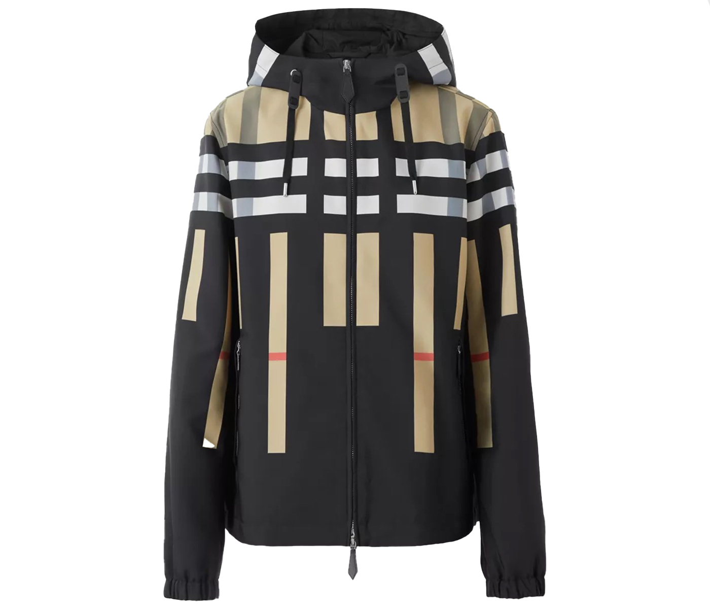 Burberry Sliced Check Nylon Hooded Jacket Archive Beige