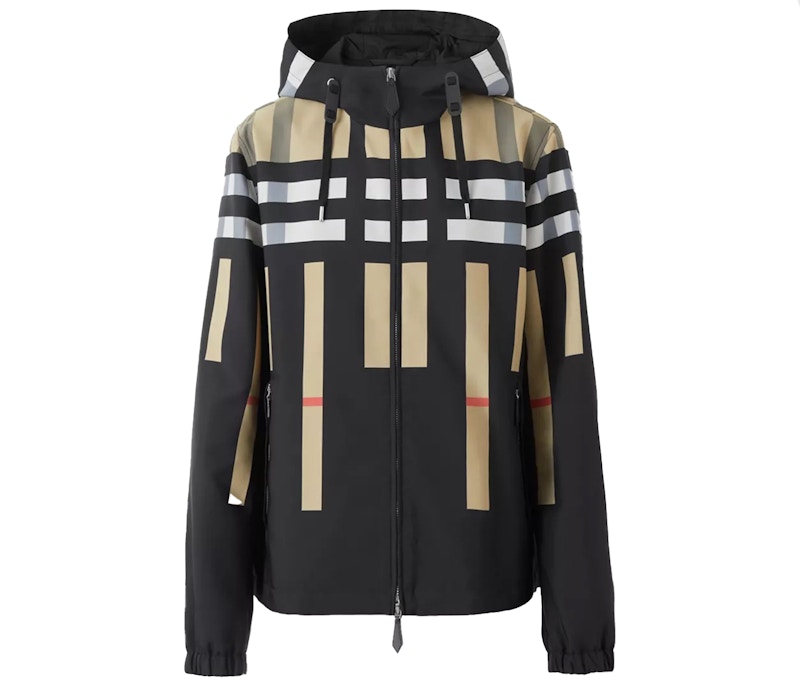 Burberry Sliced Check Nylon Hooded Jacket Archive Beige Men s