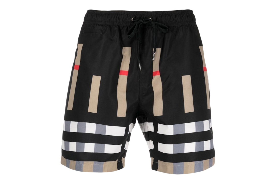 Pre-owned Burberry Sliced Check Swim Shorts Archive Beige/black