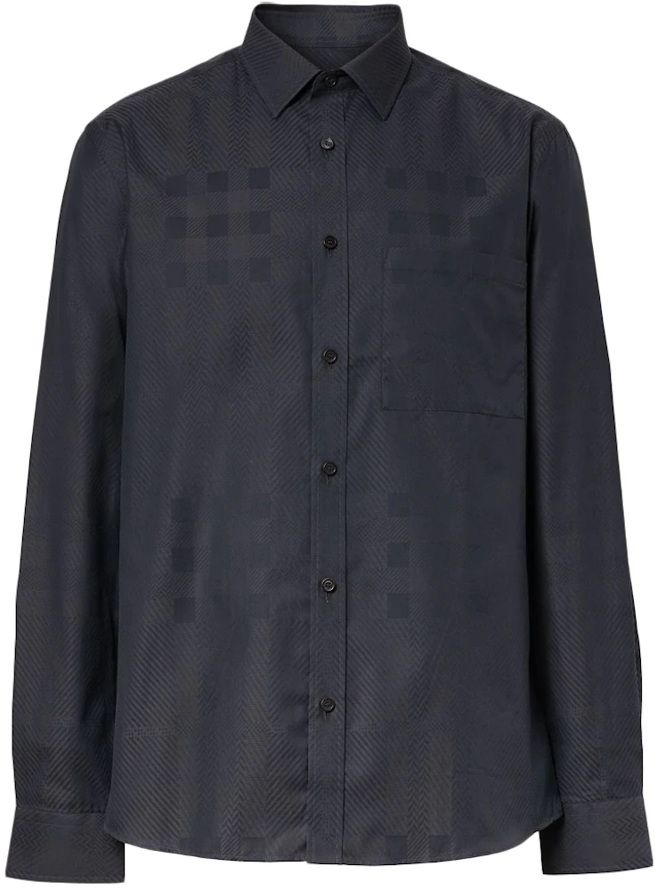 Burberry Slim Fit Check Jacquard Shirt Black Men's - SS22 - US