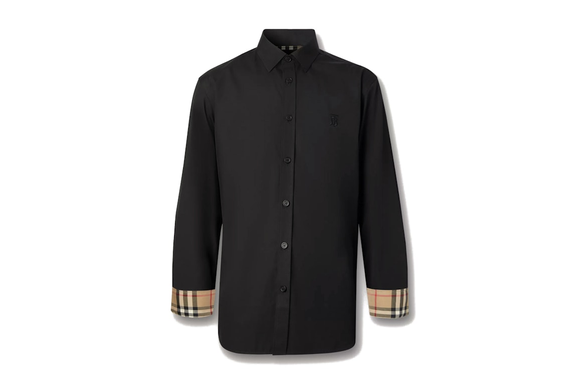 Pre-owned Burberry Slim Fit Monogram Motif Stretch Cotton Poplin Shirt Black