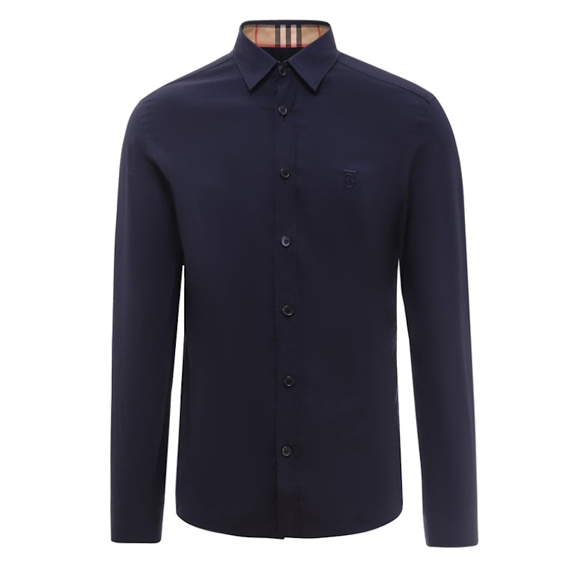 burberry monogram motif stretch cotton poplin shirt