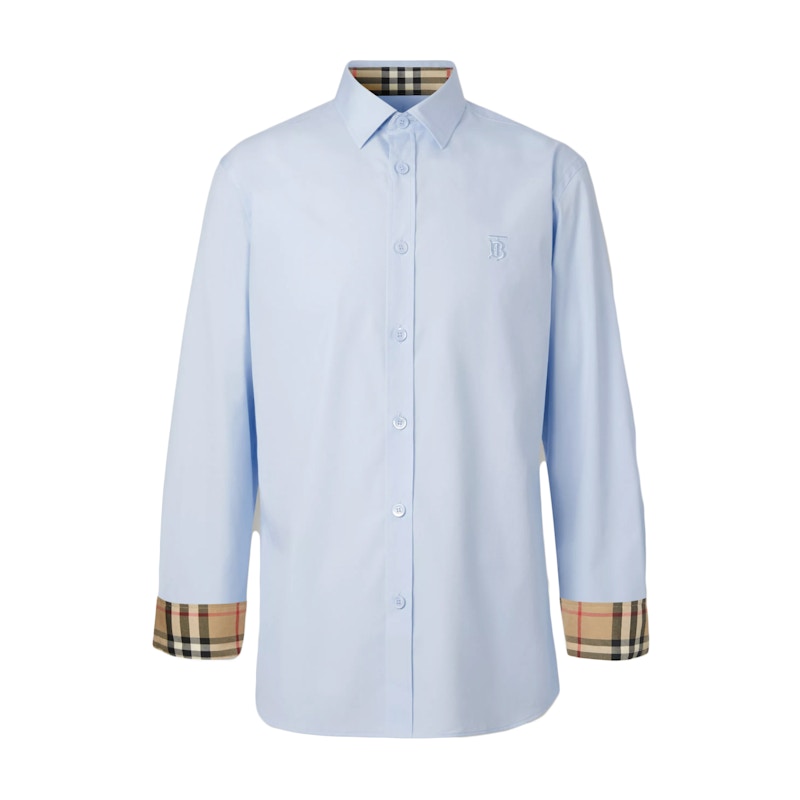 slim fit monogram motif stretch cotton poplin shirt