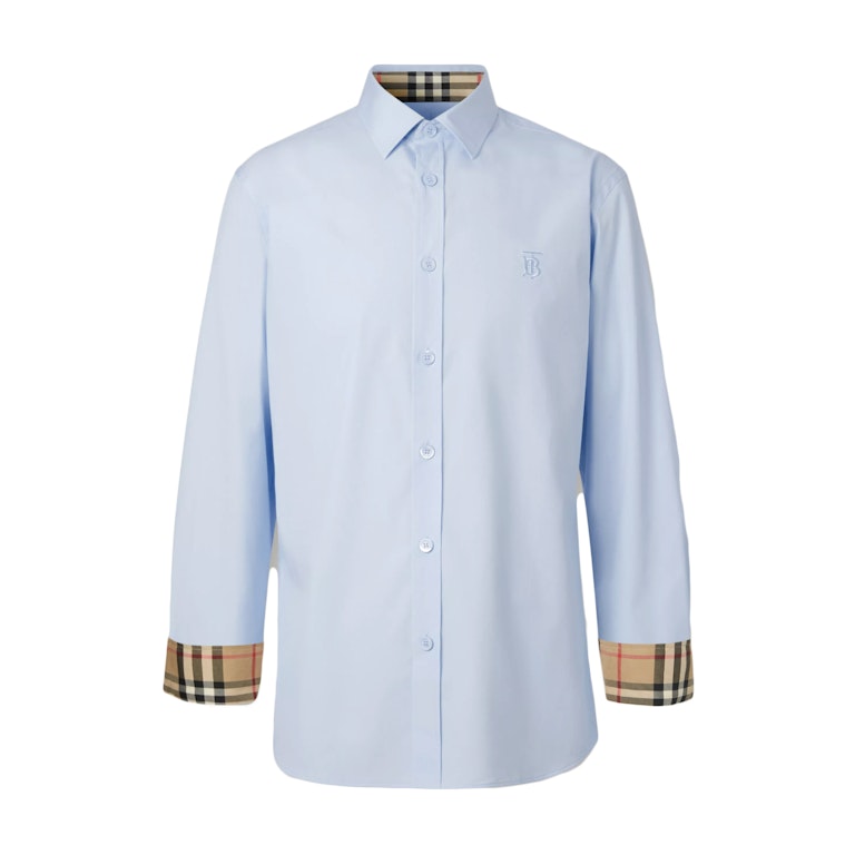 Pre-owned Burberry Slim Fit Monogram Motif Stretch Cotton Poplin Shirt Soft Cornflower Blue