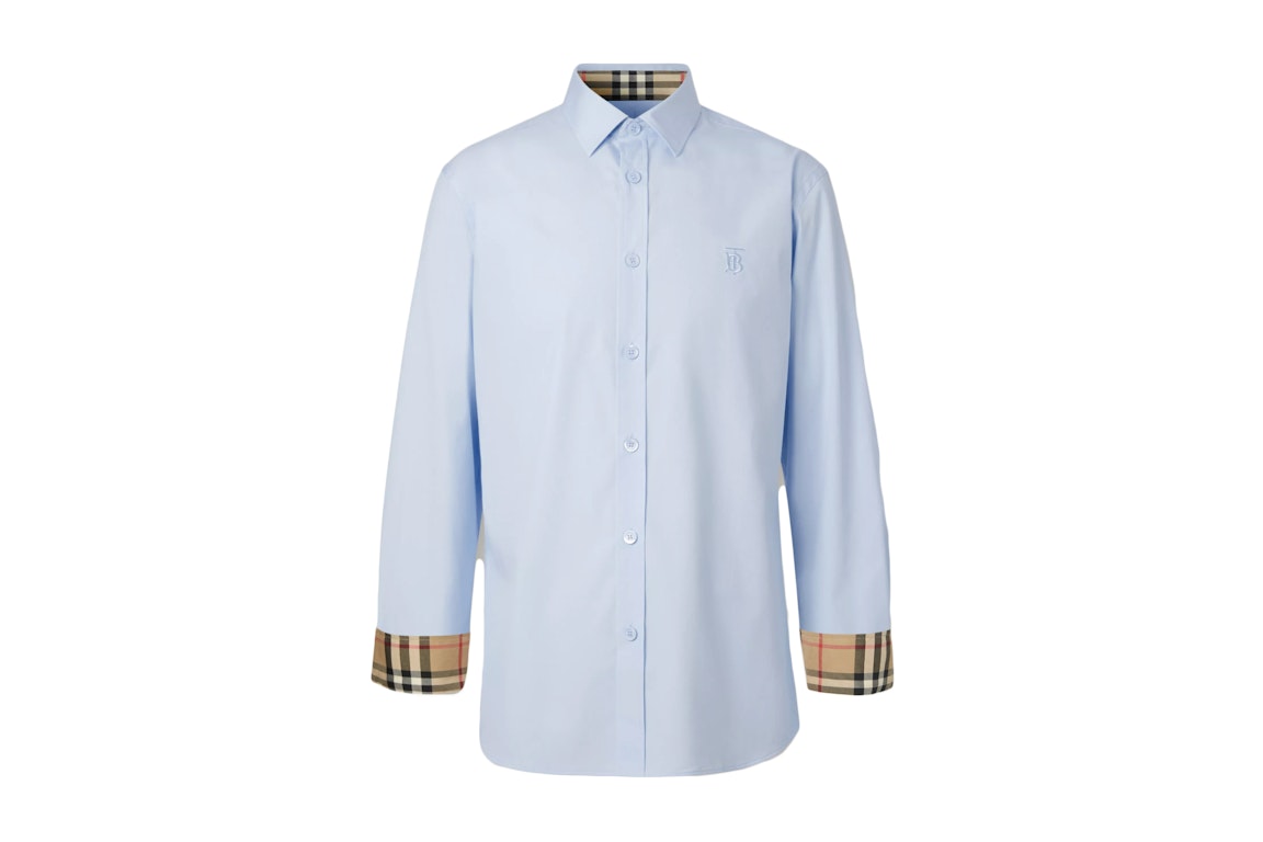 Pre-owned Burberry Slim Fit Monogram Motif Stretch Cotton Poplin Shirt Soft Cornflower Blue