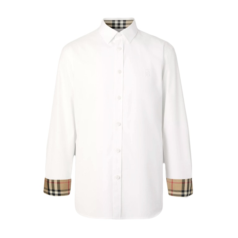Pre-owned Burberry Slim Fit Monogram Motif Stretch Cotton Poplin Shirt White