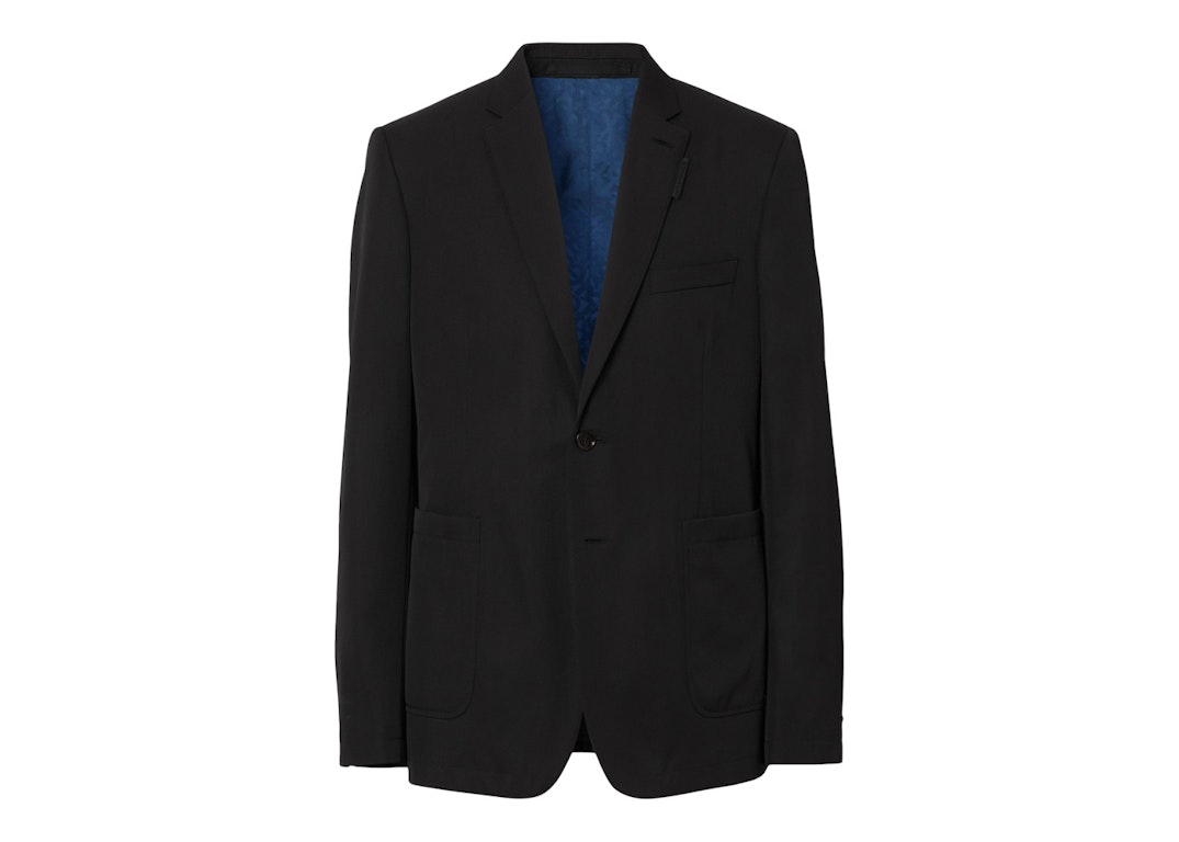 Pre-owned Burberry Slim-fit Wool Blend Blazer Black Blue