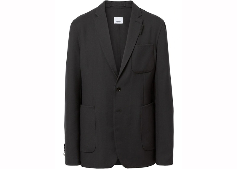 Pre-owned Burberry Men's Slimfit Wool Tailored Blazer In Navy Blue