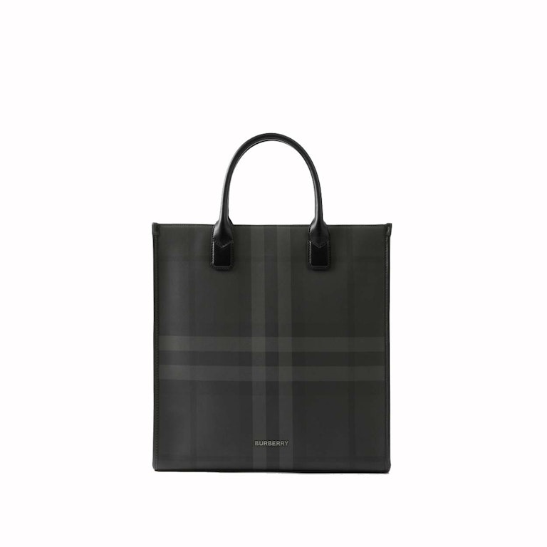 Pre-owned Burberry Slim Vertical Denny Tote Charcoal