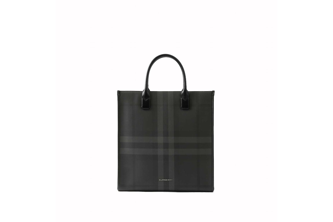 Pre-owned Burberry Slim Vertical Denny Tote Charcoal