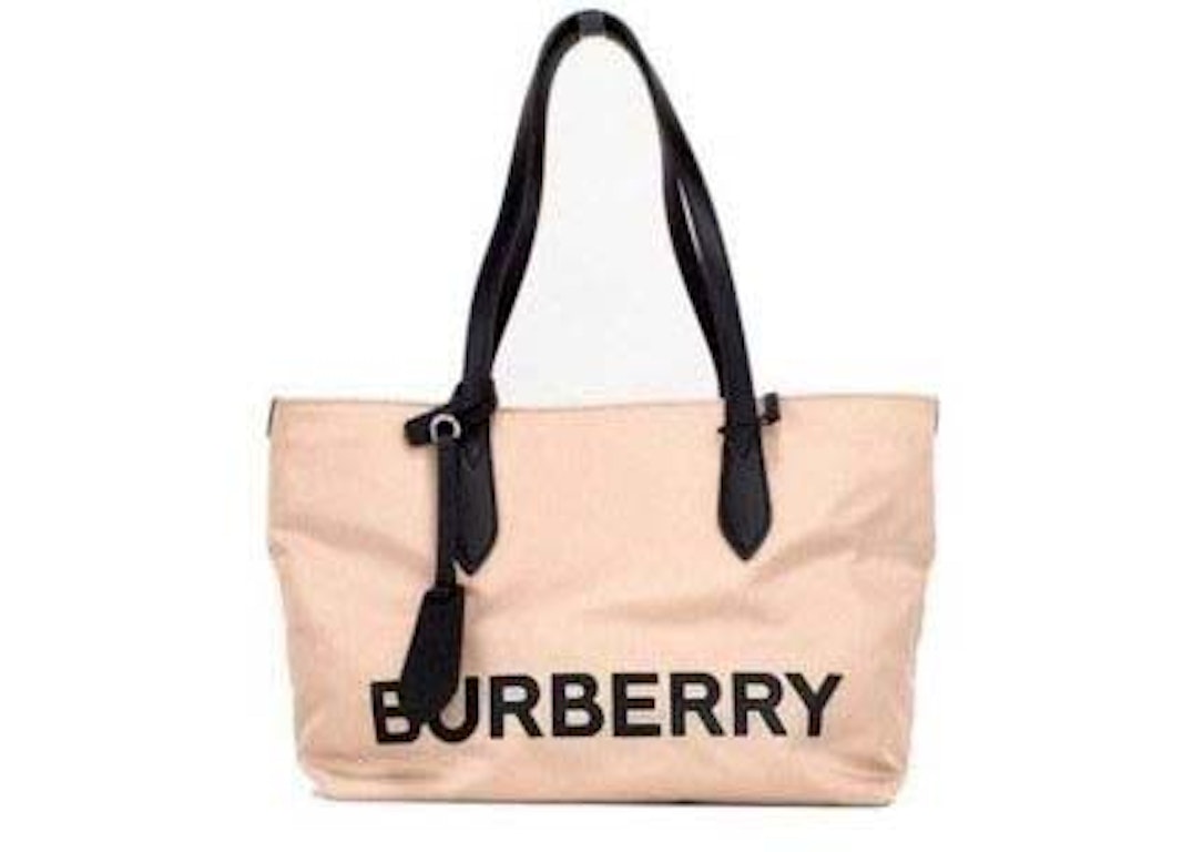 Pre-owned Burberry Small Logo Branded Econyl Nylon Tote Rose Beige