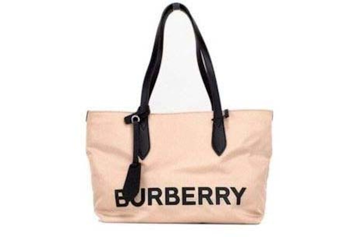 Pre-owned Burberry Small Logo Branded Econyl Nylon Tote Rose Beige