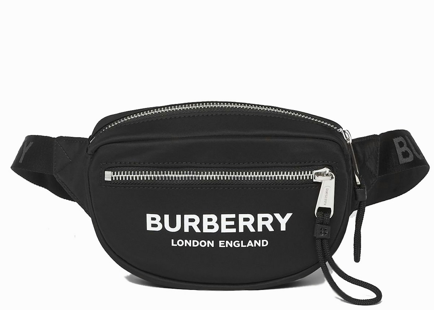 Burberry Cannon Bum Bag Logo Print ECONYL Small Black Nylon/Leather with Silver-tone