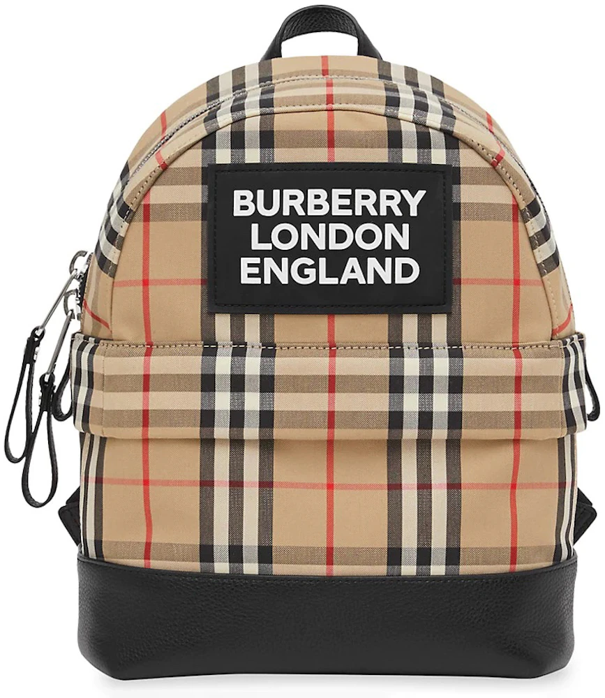Burberry Small Nico Check Backpack Canvas/Leather in Archive Beige with  Silver-tone - GB