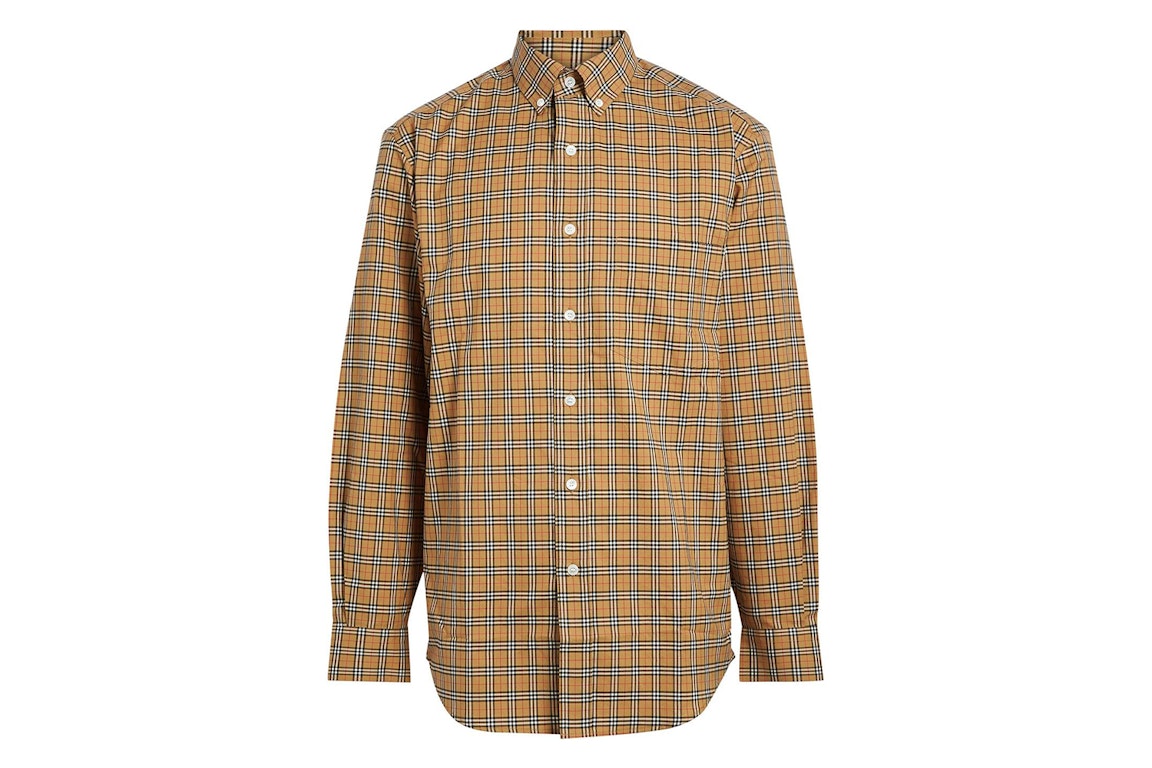 Pre-owned Burberry Small Scale Check Cotton Shirt Archive Beige