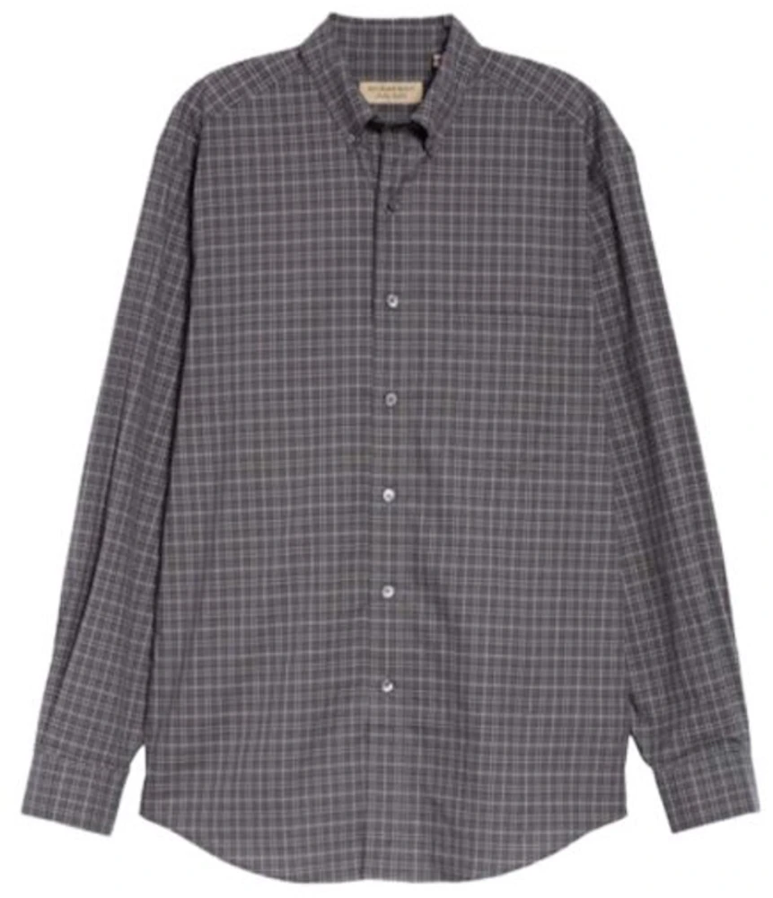 Burberry Small Scale Check Cotton Shirt Dark Grey Men's - US