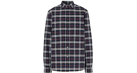 Burberry Small Scale Check Stretch Cotton Shirt Navy